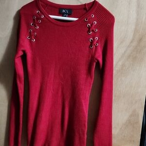 BCX Women's Crimson Lace-Up Long Sleeve Top